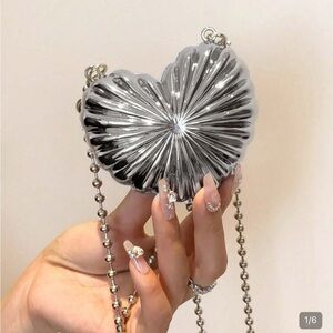 SHEIN Metallic Silver Heart Mini Bag